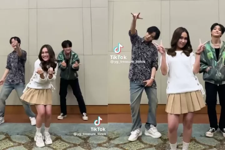 Depok nambah sejarah baru! Ayu Ting Ting joget TikTok bareng member TREASURE, fans: Aura Depok kuat banget