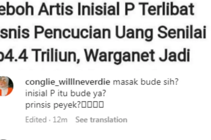 Netizen tebak artis inisial P yang diduga terlibat kasus pencucian uang Rp4,4 triliun, Princes Peyek keseret?