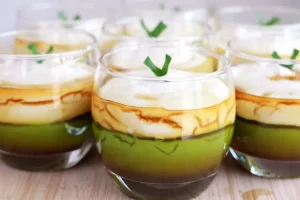 Resep kue jongkong, si hijau manis yang super lembut khas Bangka Belitung yang mirip dengan bubur sumsum