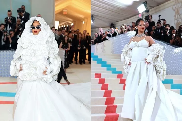 Tampil cantik dengan gaun putih di Met Gala 2023, Rihanna malah dibilang mirip krim kocok oleh netizen