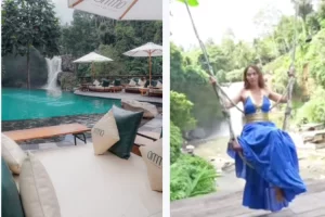 Kulineran sambil lihat view air terjun di Omma Bali Dayclub, Bunda Corla: Tempatnya kayak hutan belantara