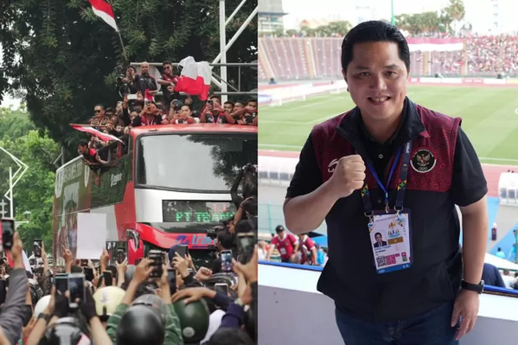 Erick Thohir bagikan momen meriah arak-arakan Timnas U-22 Indonesia, netizen: Bikin macet Pak