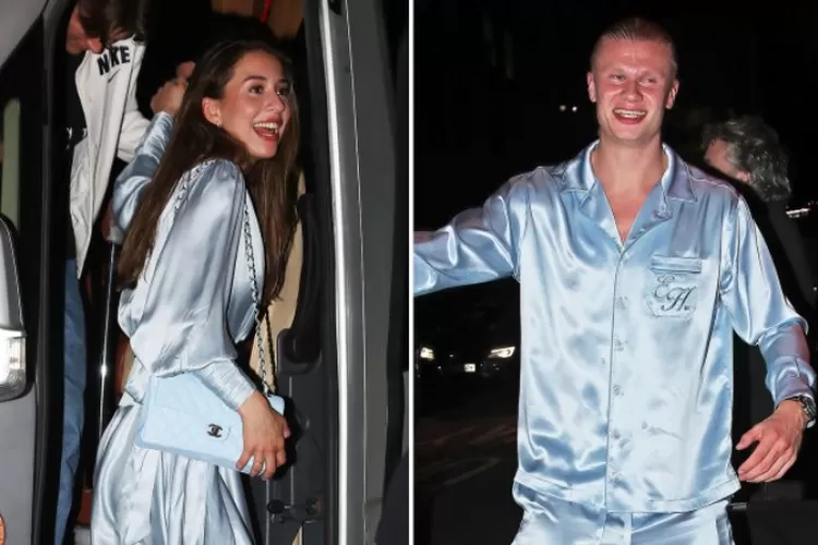 Datang ke pesta perayaan juara Man City, Erling Haaland dan Isabel Haugseng kenakan piyama sutra