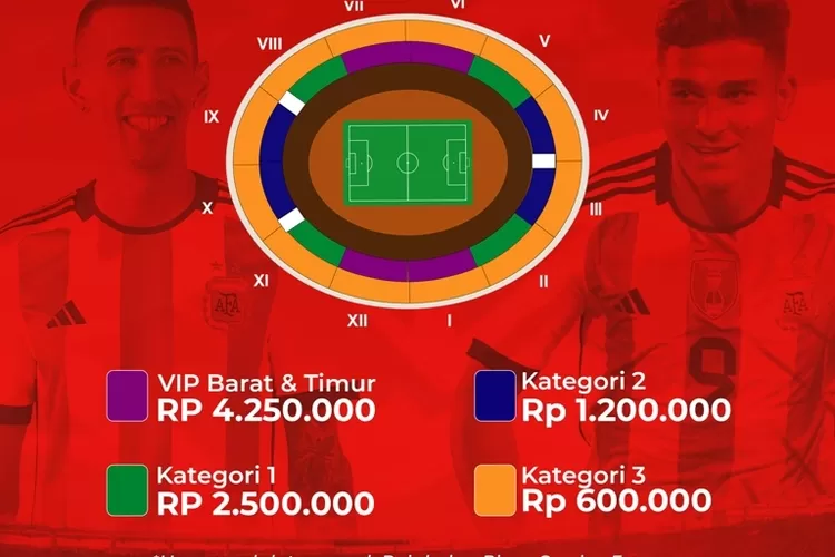 Denah lokasi penonton timnas Indonesia vs Argentina di SUGBK dari tiket VIP hingga kategori 3