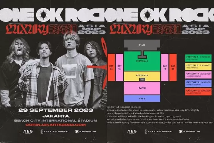 Intip daftar harga tiket konser ONE OK ROCK Jakarta 2023, Termurah Rp1,2 juta dan termahal Rp2,7 juta