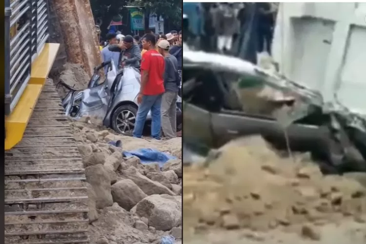 Kecelakaan Maut di Semarang, Truk Muatan Tanah Timpa Mobil Hingga Ringsek Parah