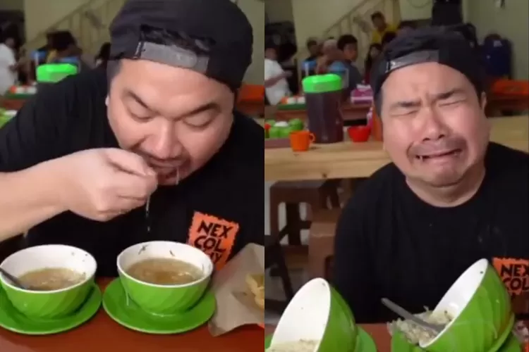 Kursi tiba-tiba patah, wajah Nex Carlos nyungsep ke mangkuk saat lagi review makanan jadi sorotan netizen