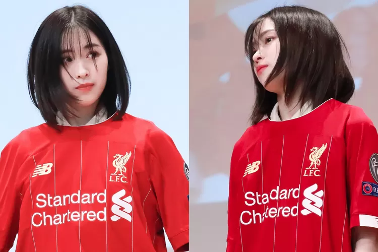 Pangling! Shin Ryujin ITZY bagikan foto cantik pakai jersey Liverpool, warganet: Kok kamu gitu?