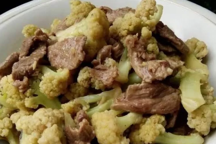 Resep rumahan daging sapi goreng cah kembang kol, enak empuk dan bergizi