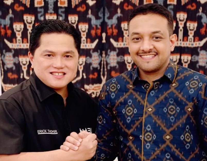 Menteri BUMN Erick Thohir dan Ketua Umum HIPMI Sulawesi Tengah Nadier Badjamal